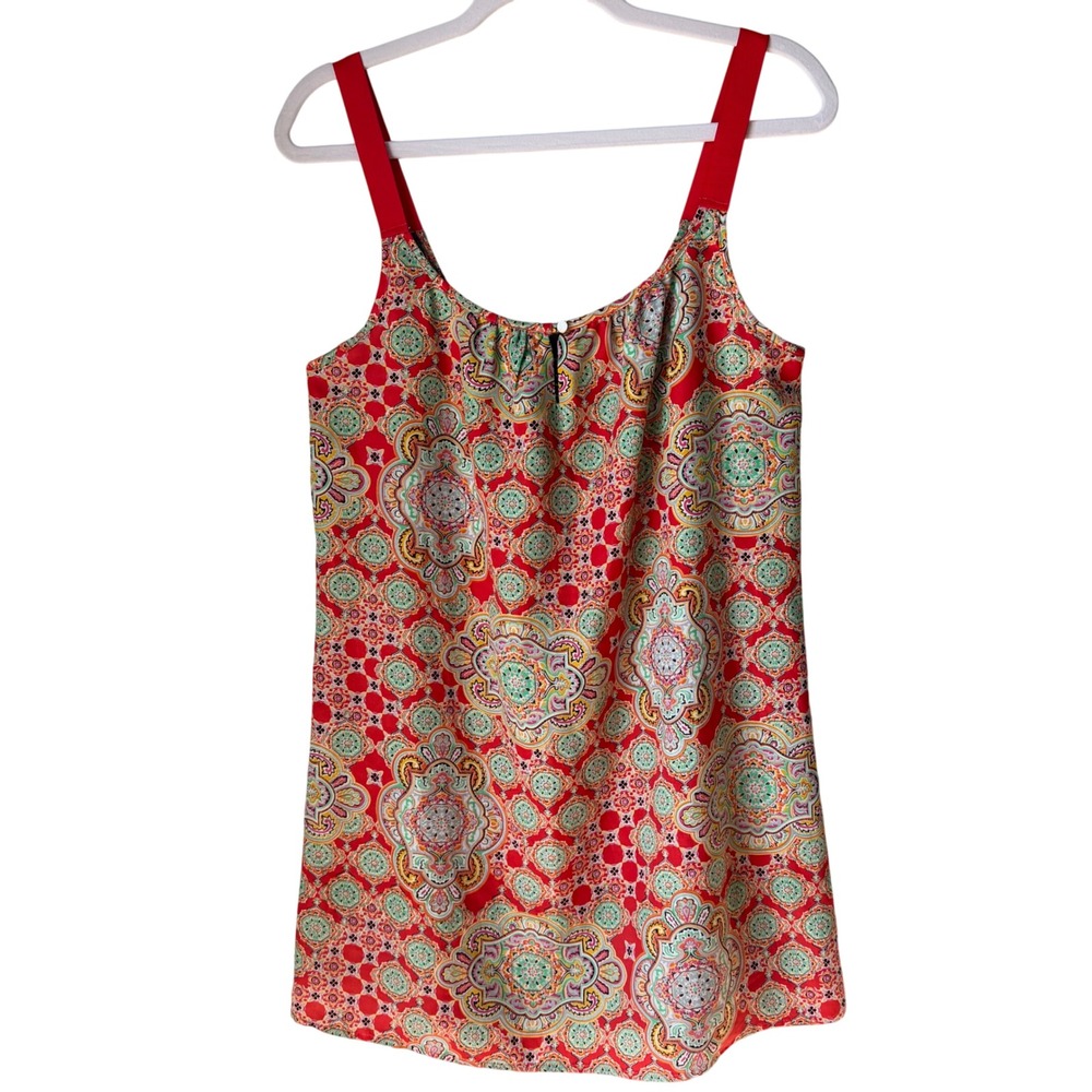 Kaya Di Koko Dress Paisley Floral Red Blue Sleeveless Boho Artsy Whimsy Small
